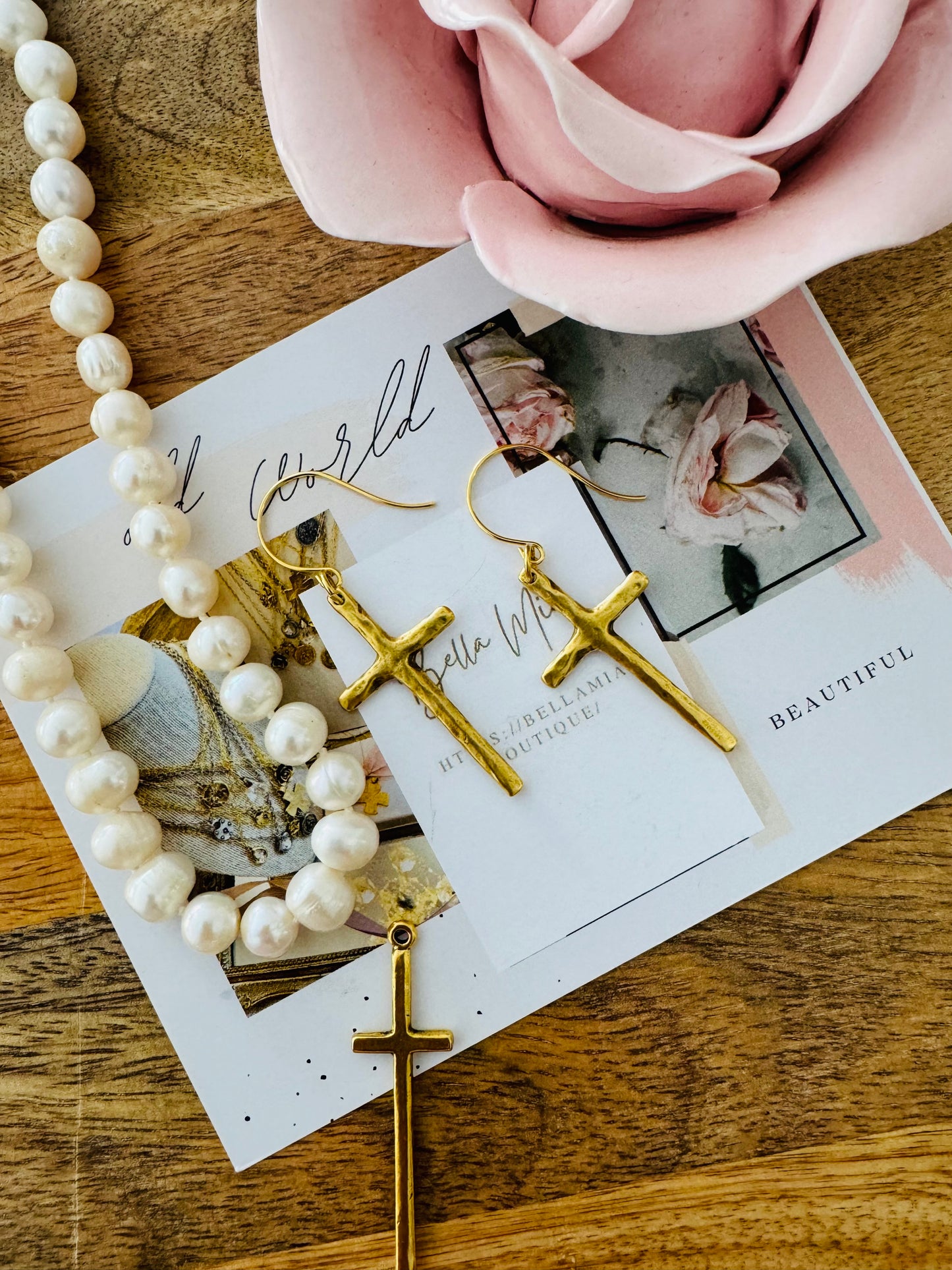 Margaret Skinny Cross Pearl Necklace