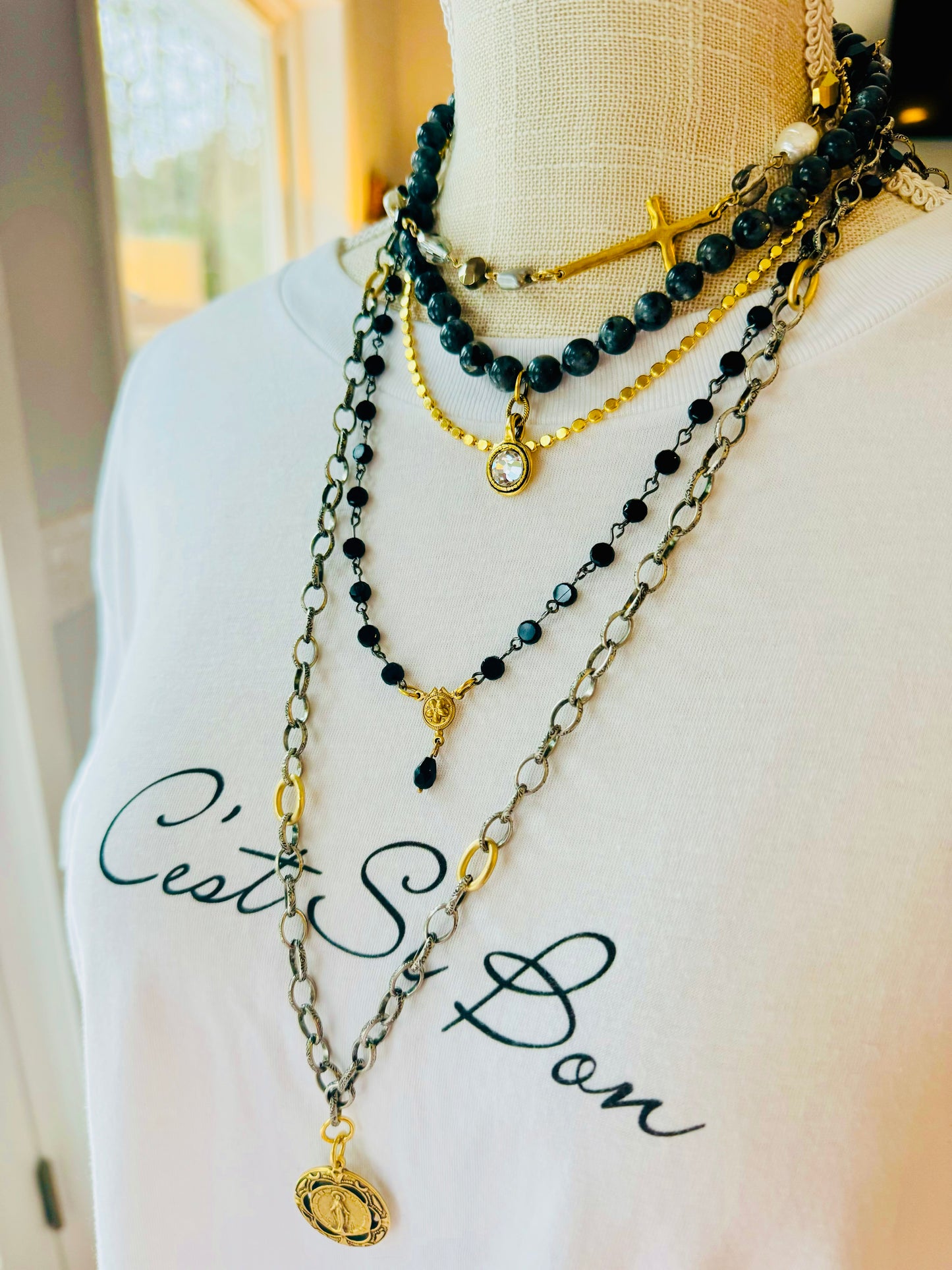 Black Rosary Necklace