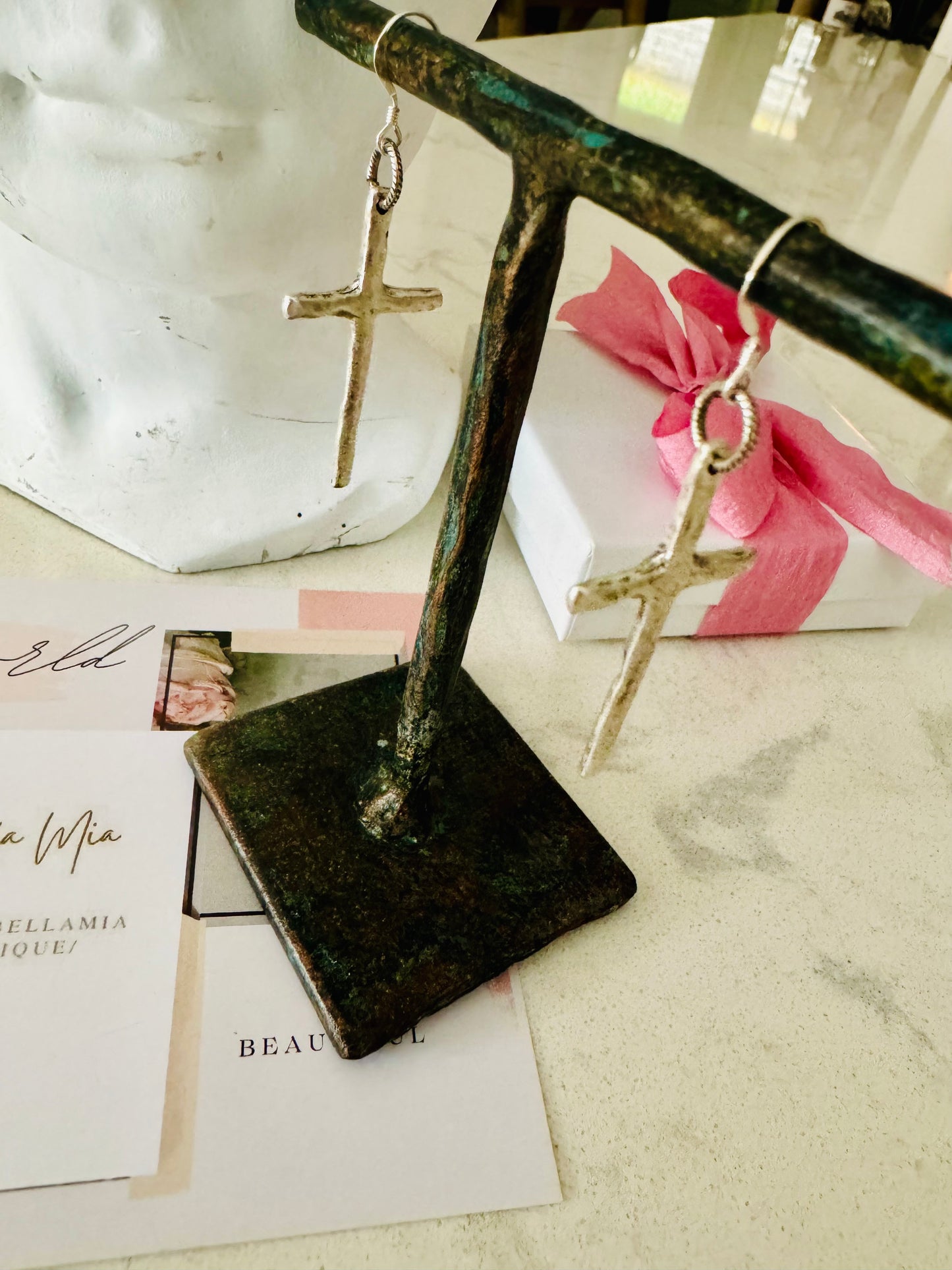 Antique Silver Cross Earrings