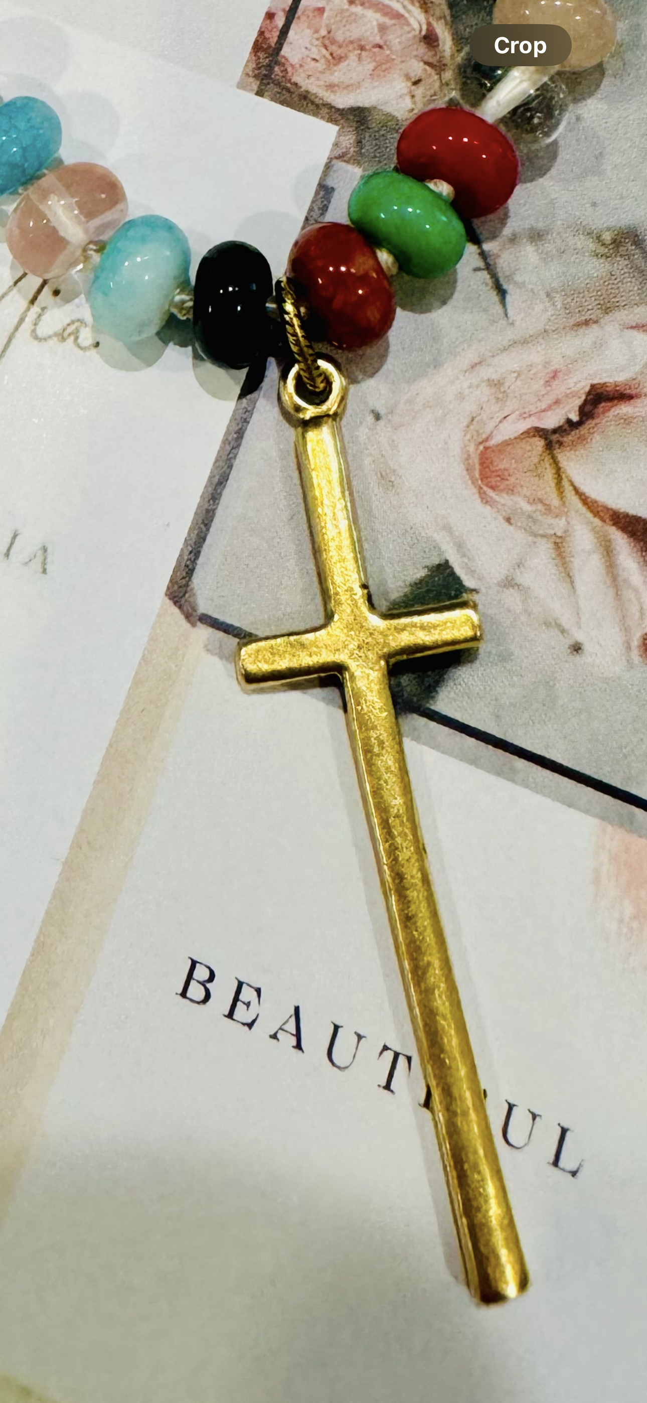 Candy Beaded Skinny Cross Necklace