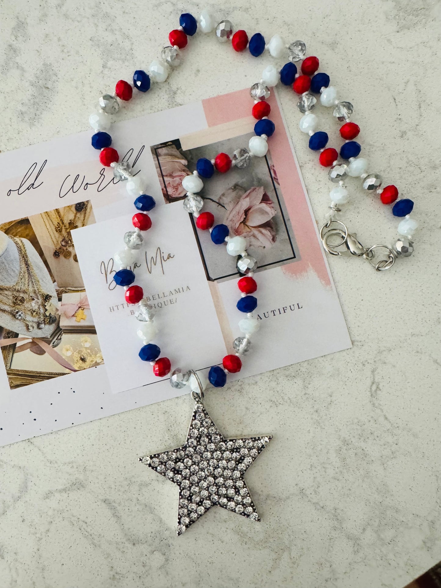Americana Crystal Star Necklace