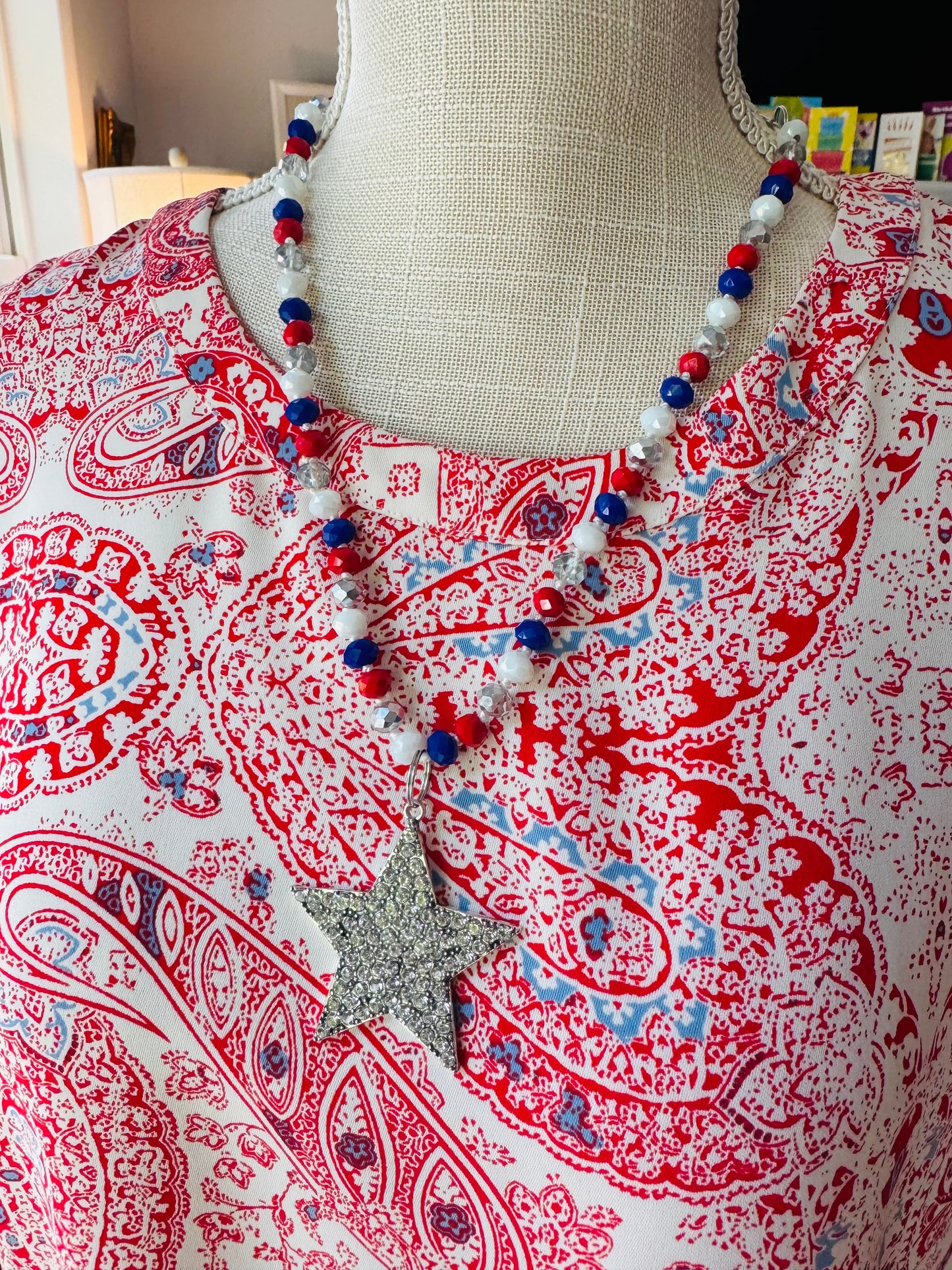 Americana Crystal Star Necklace
