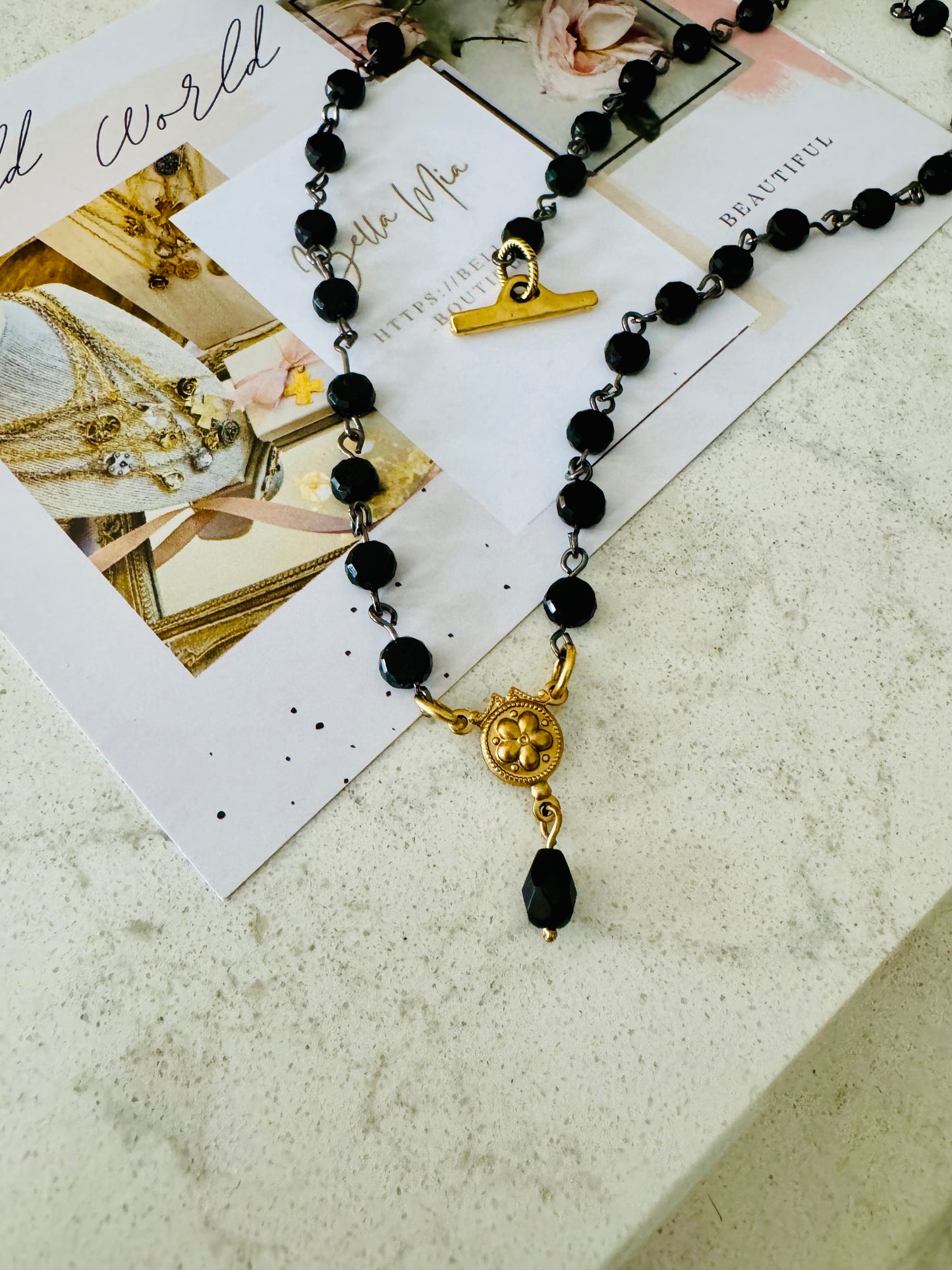 Black Rosary Necklace