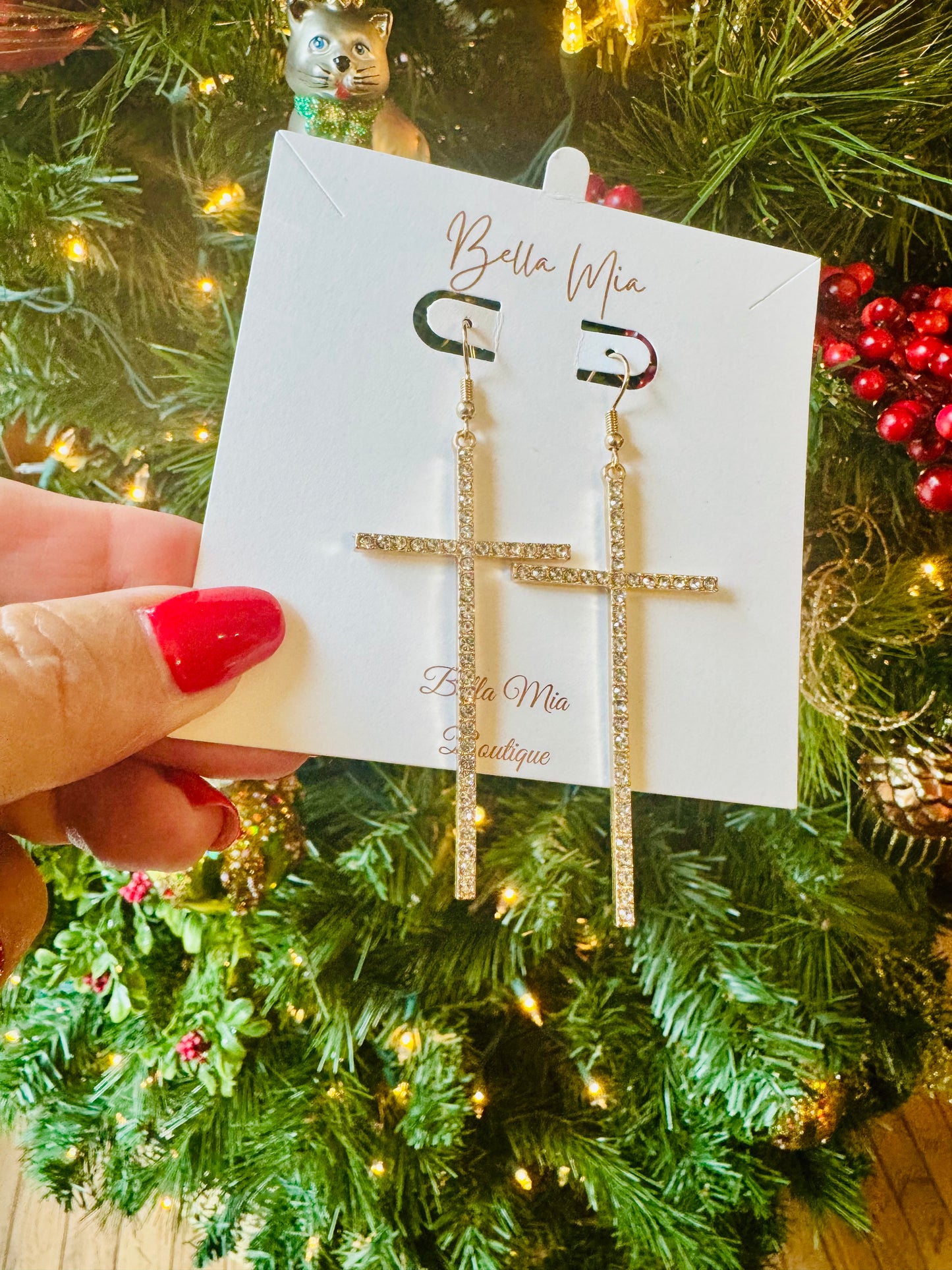Sparkle Cross Earrings