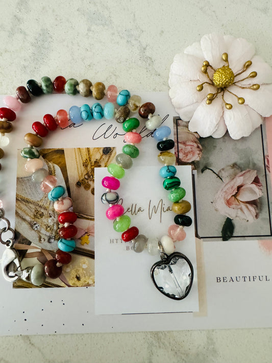 Heart  Crystal Candy Beaded Necklace