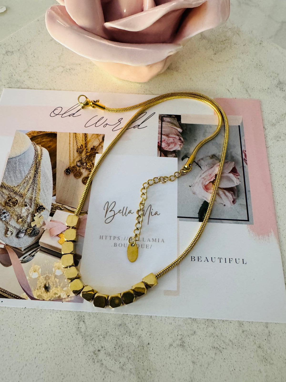 Bella Square Beaded Necklace