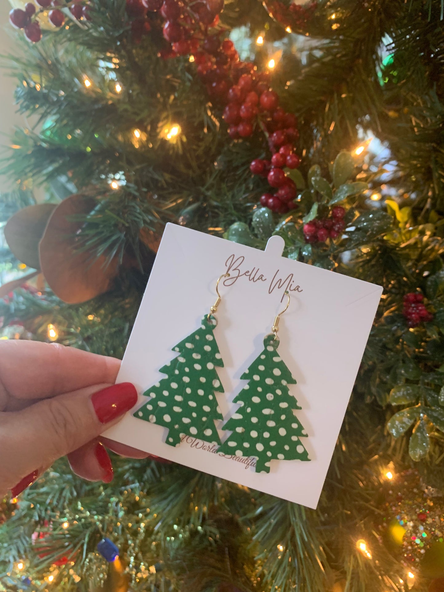 Christmas Leather Earrings ￼