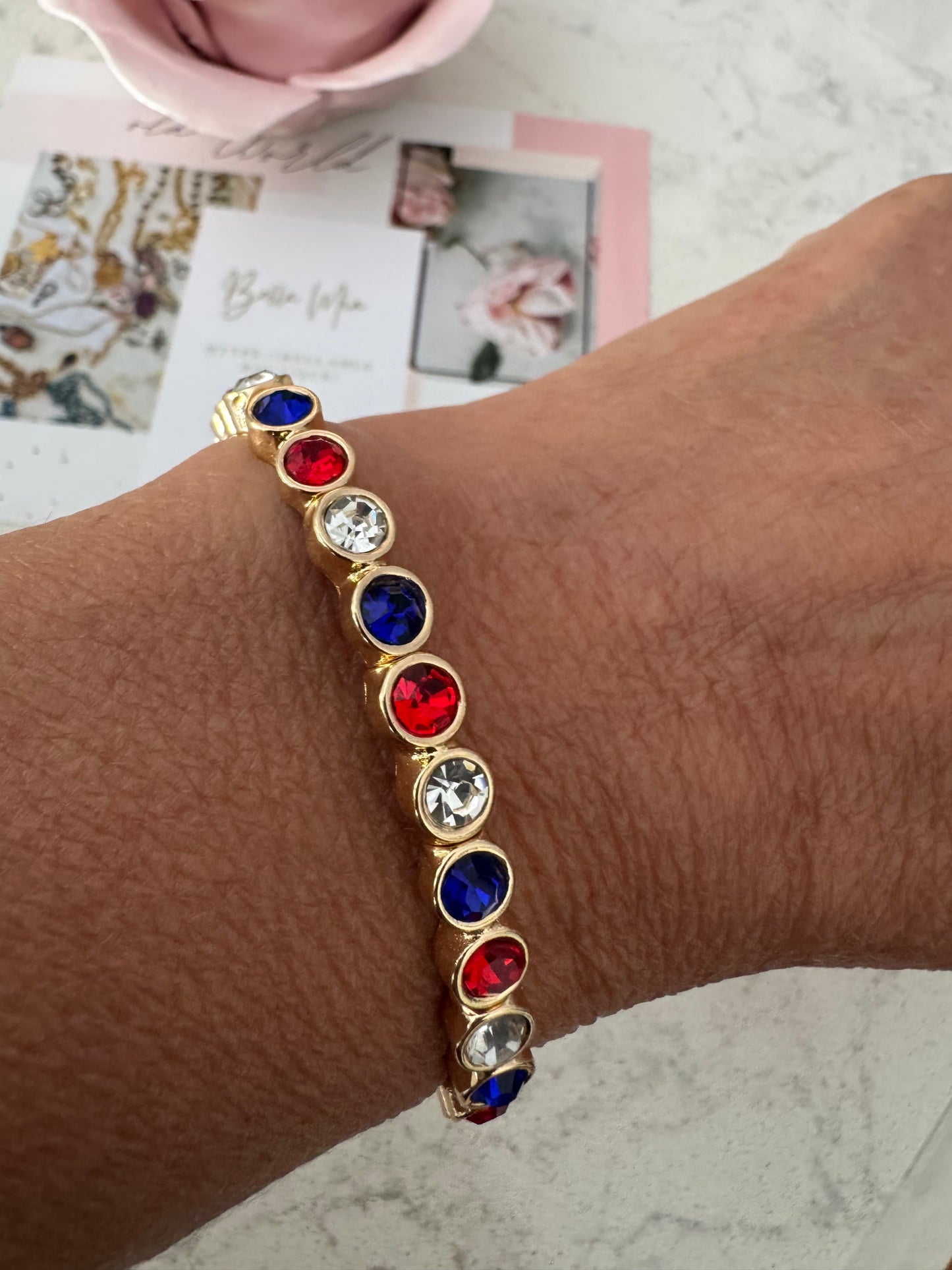 Red, White & Blue Crystal Bracelet