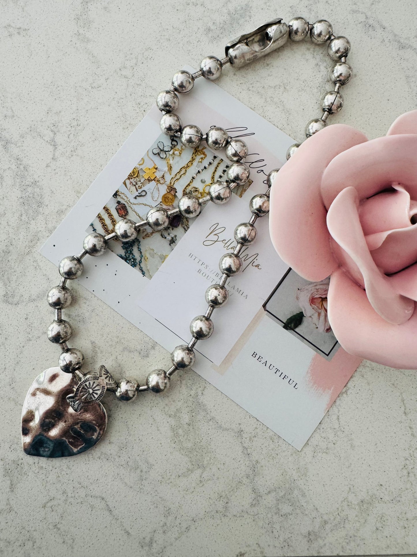 Silver Hammered Heart Necklace