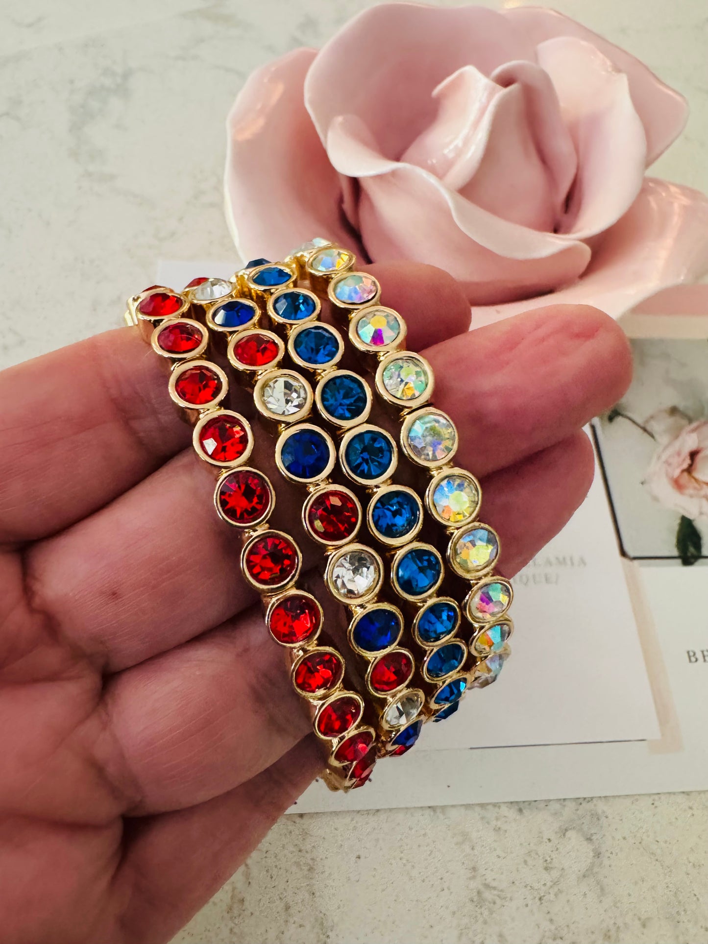 Red, White & Blue Crystal Bracelet