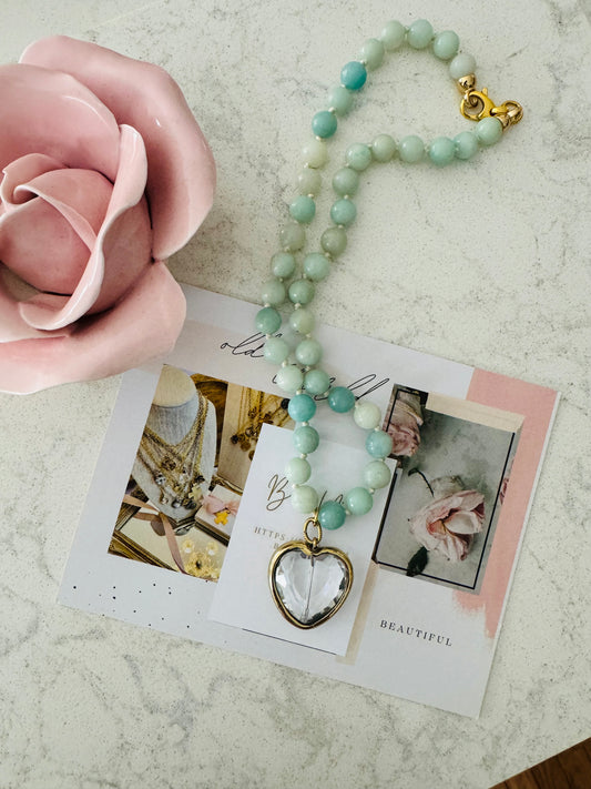 Beaded Crystal Heart Necklace