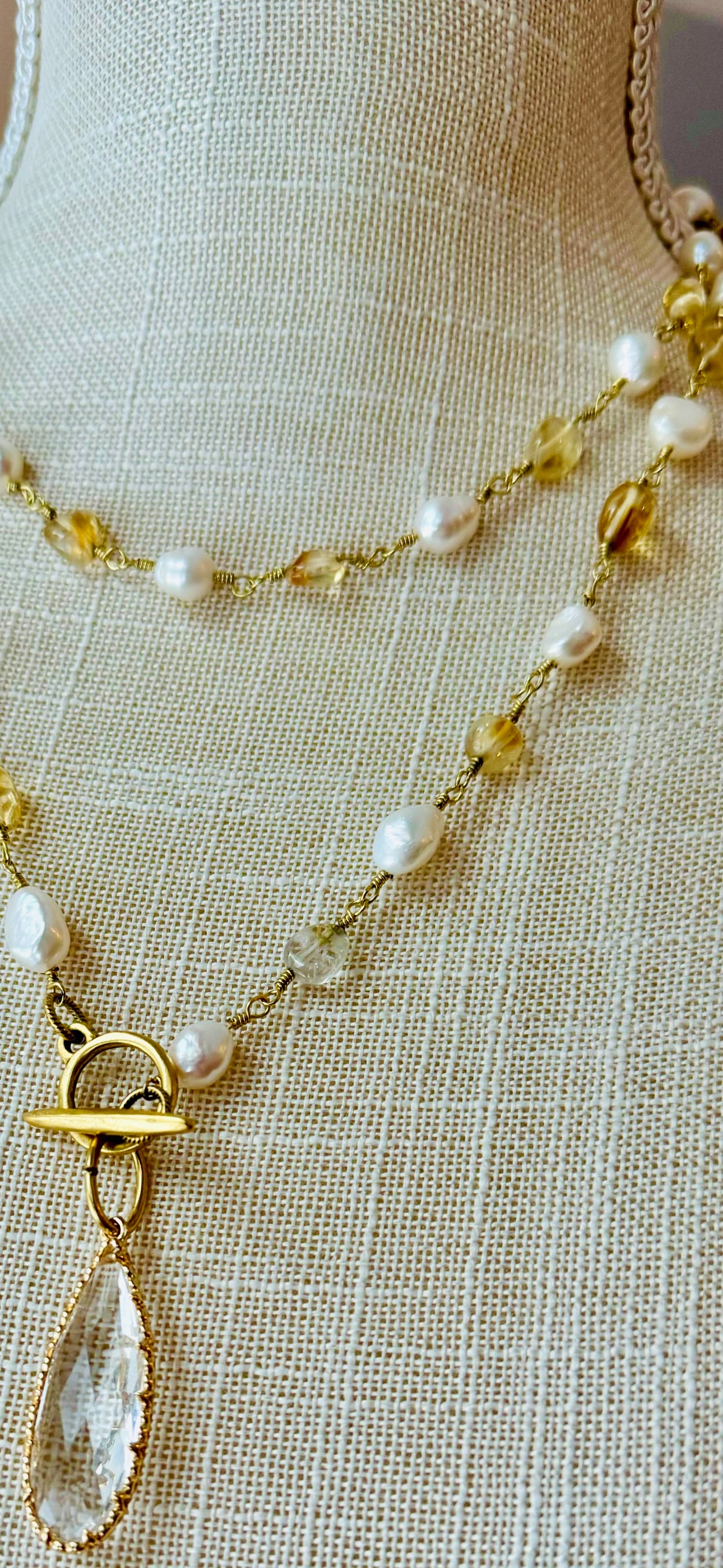 Rosary Pearl Strands-CITRINE 0R CLEAR QUARTZ