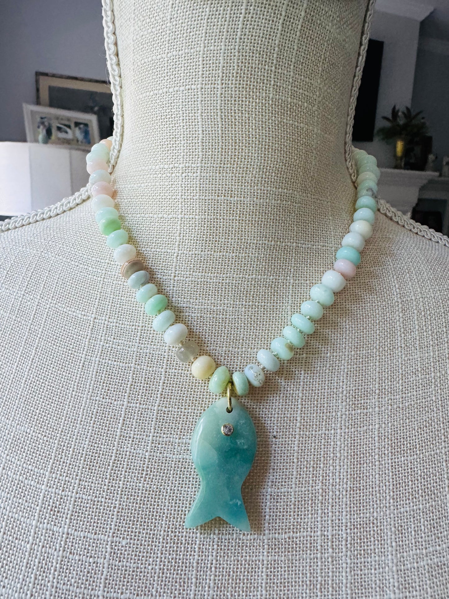Moss Fish Beaded Necklace