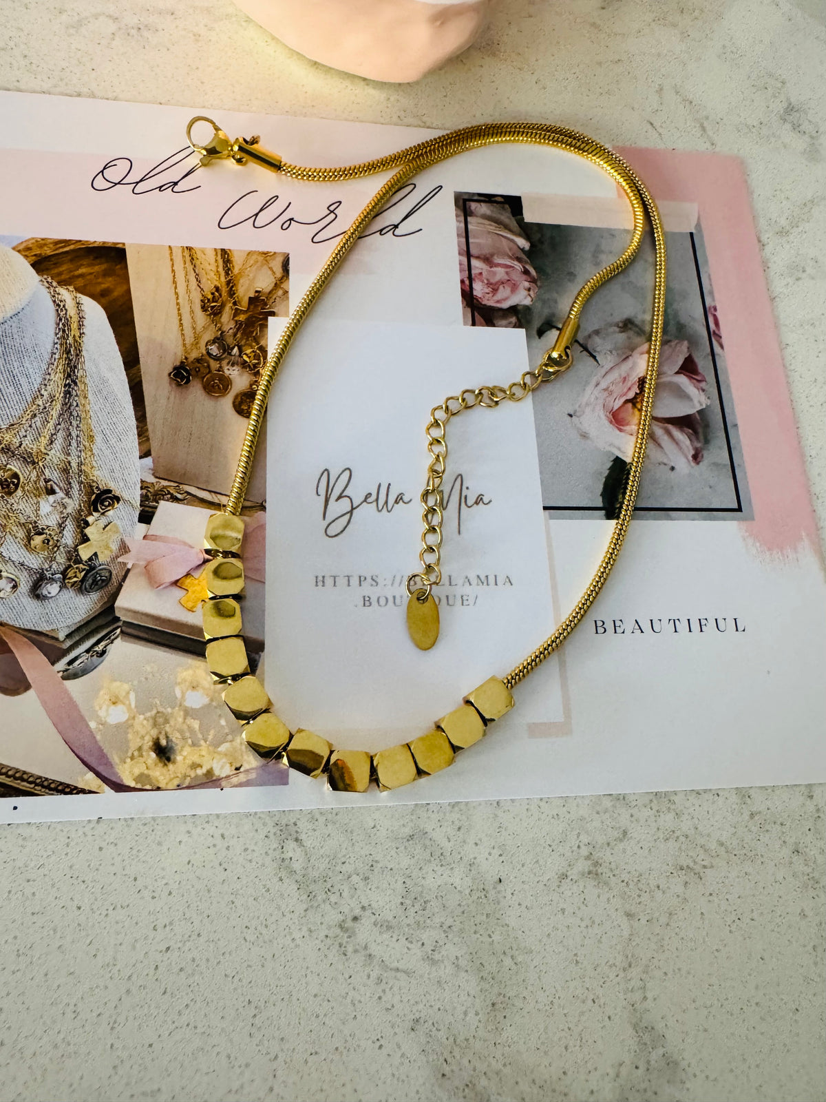 Bella Square Beaded Necklace