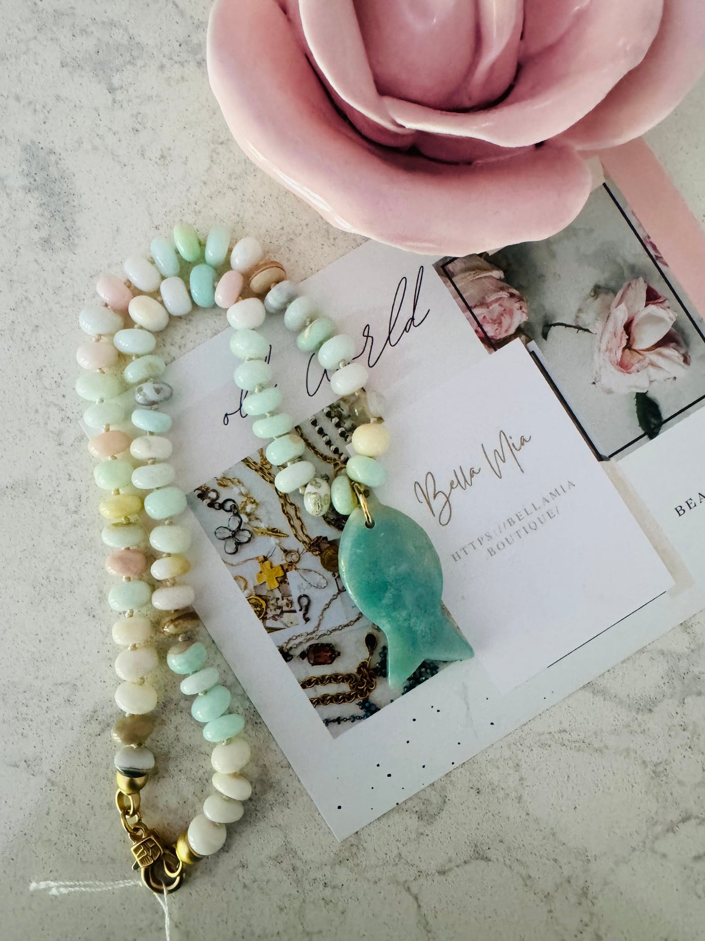 Moss Fish Beaded Necklace