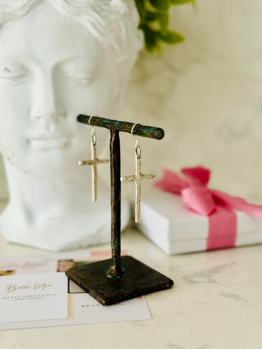Antique Silver Cross Earrings