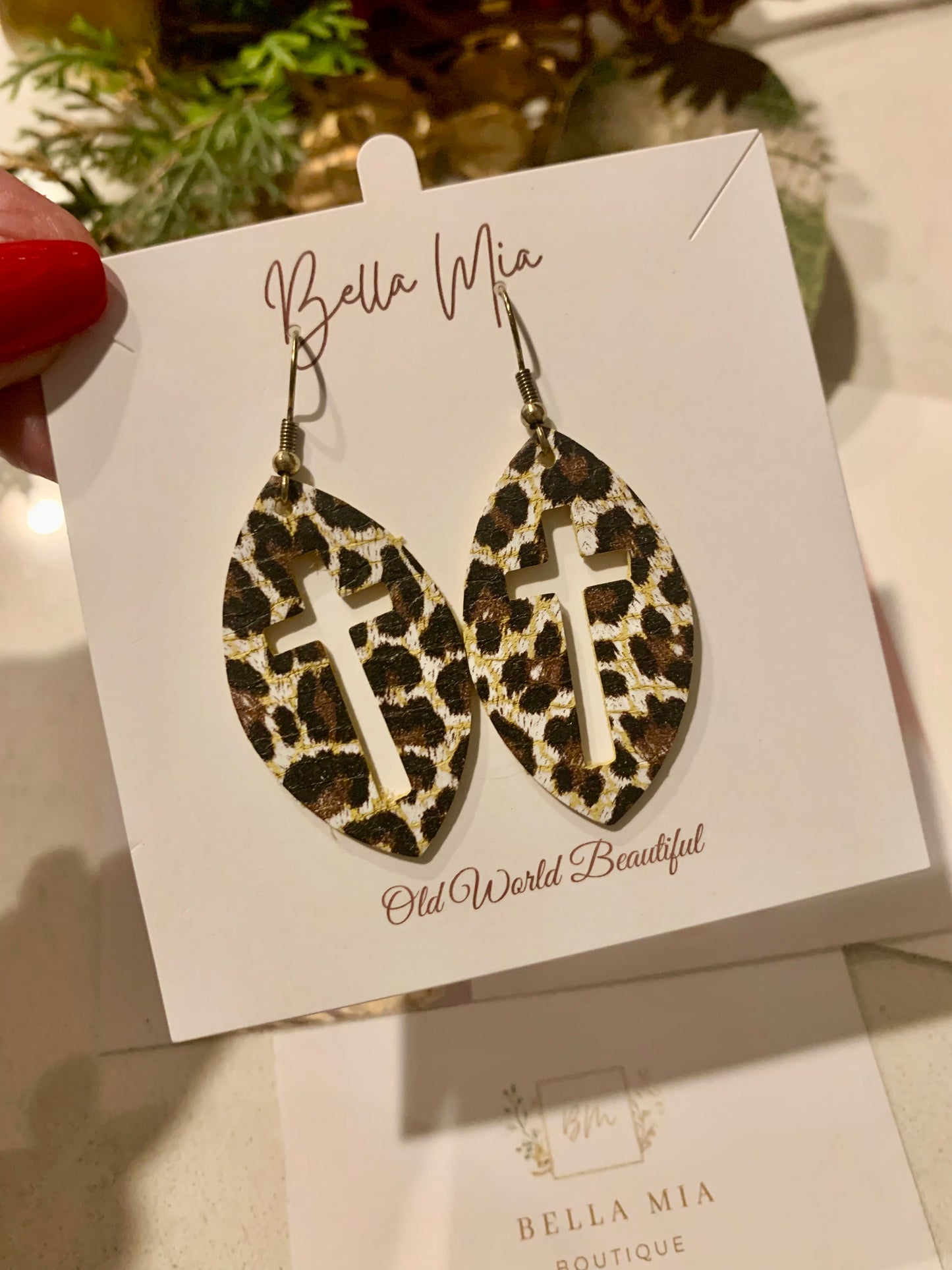 Leopard Cross Earrings