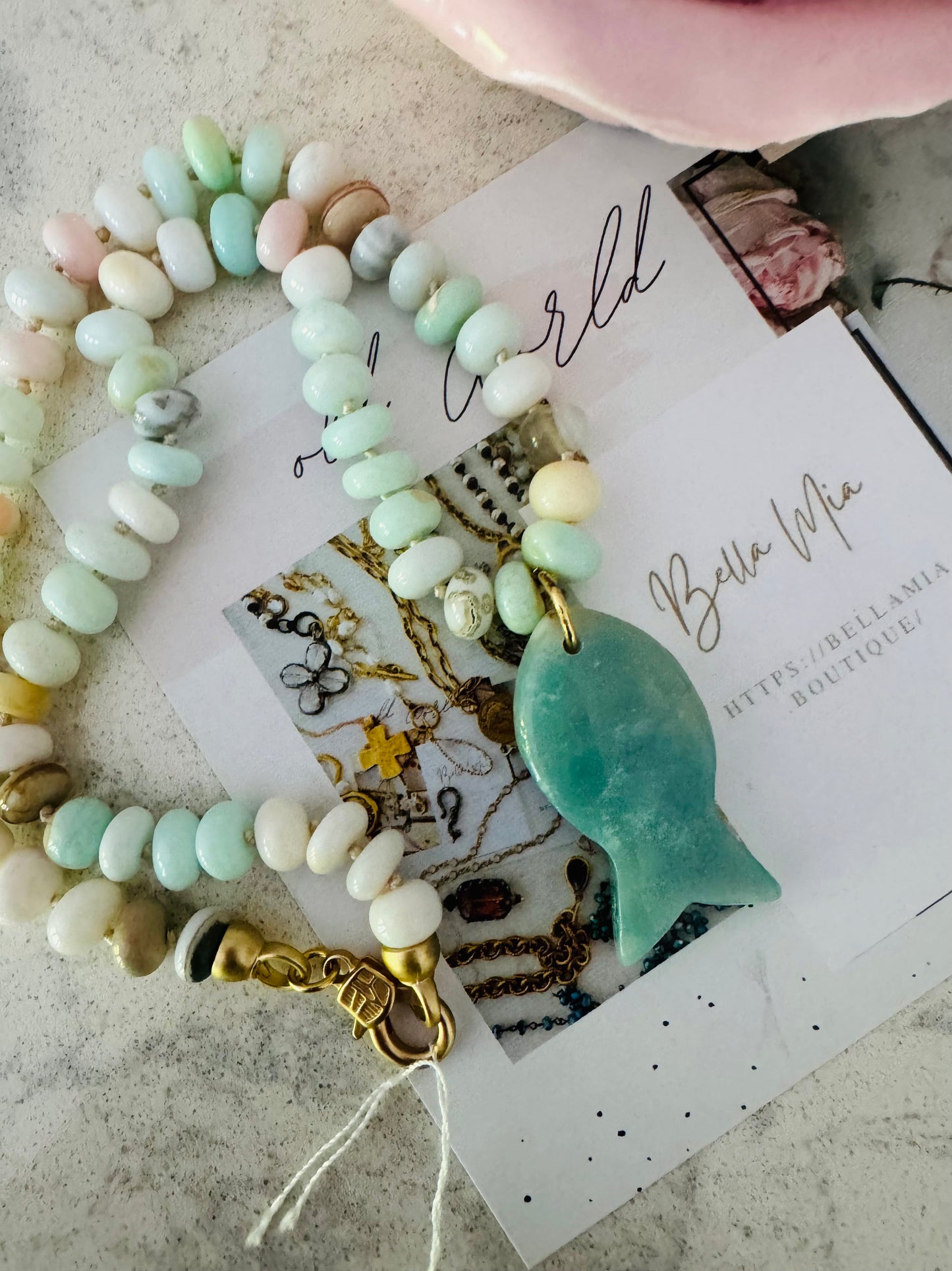 Moss Fish Beaded Necklace