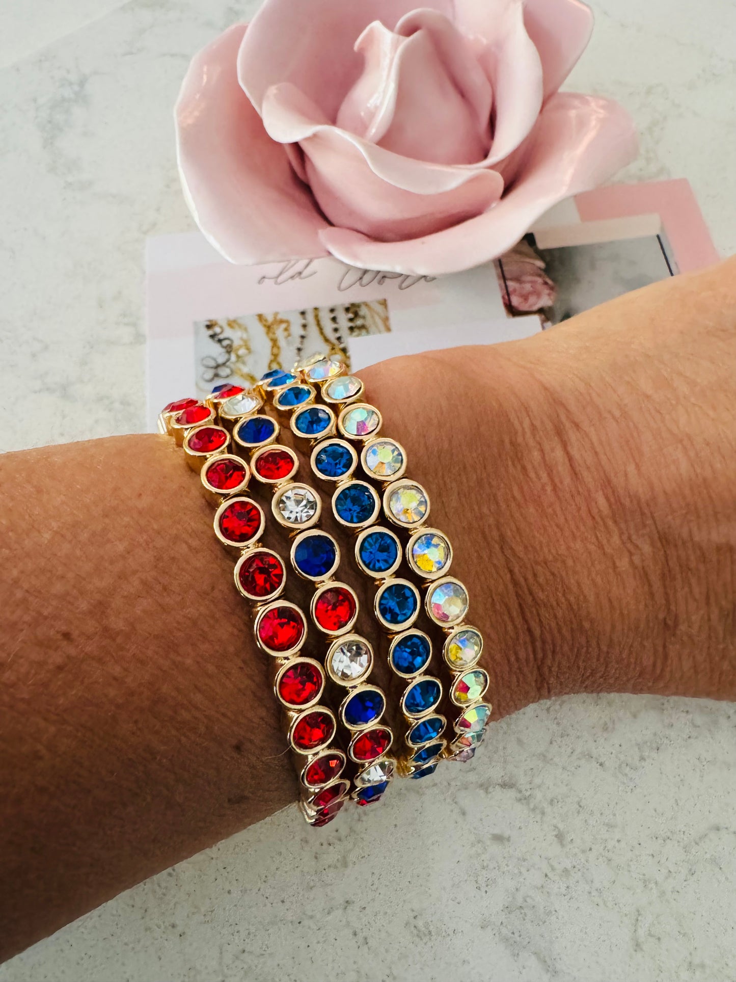 Red, White & Blue Crystal Bracelet