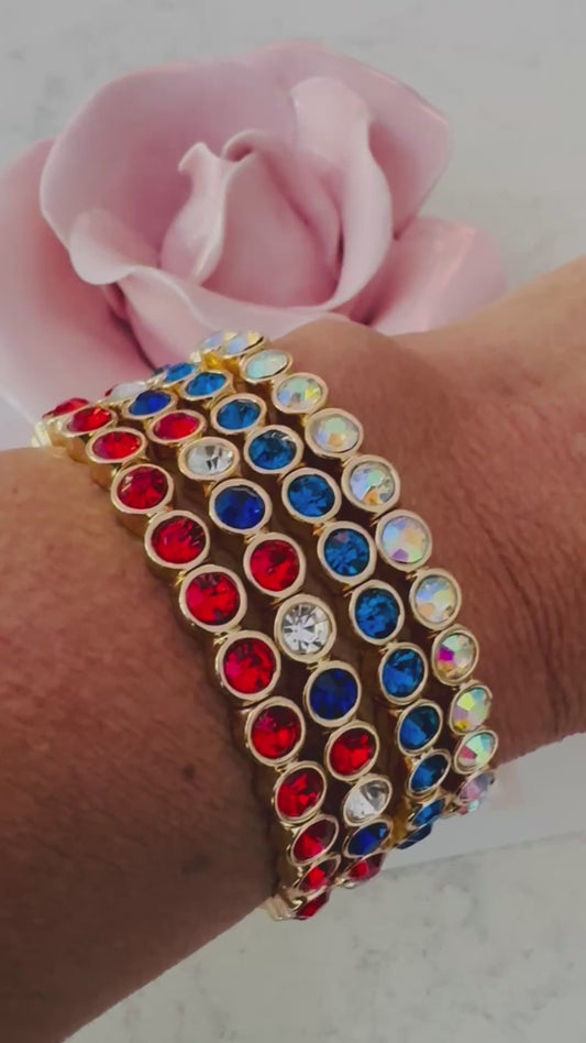 Red, White & Blue Crystal Bracelet