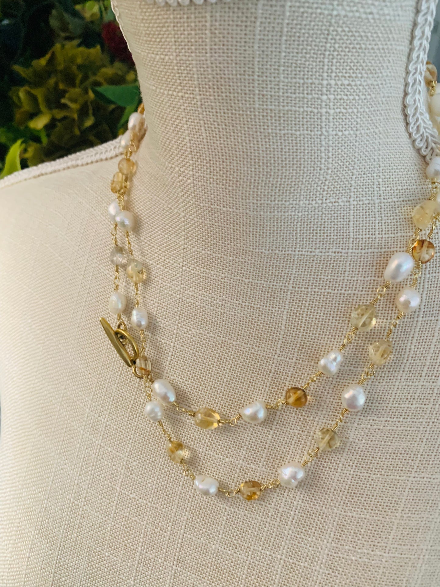 Rosary Pearl Strands-CITRINE 0R CLEAR QUARTZ