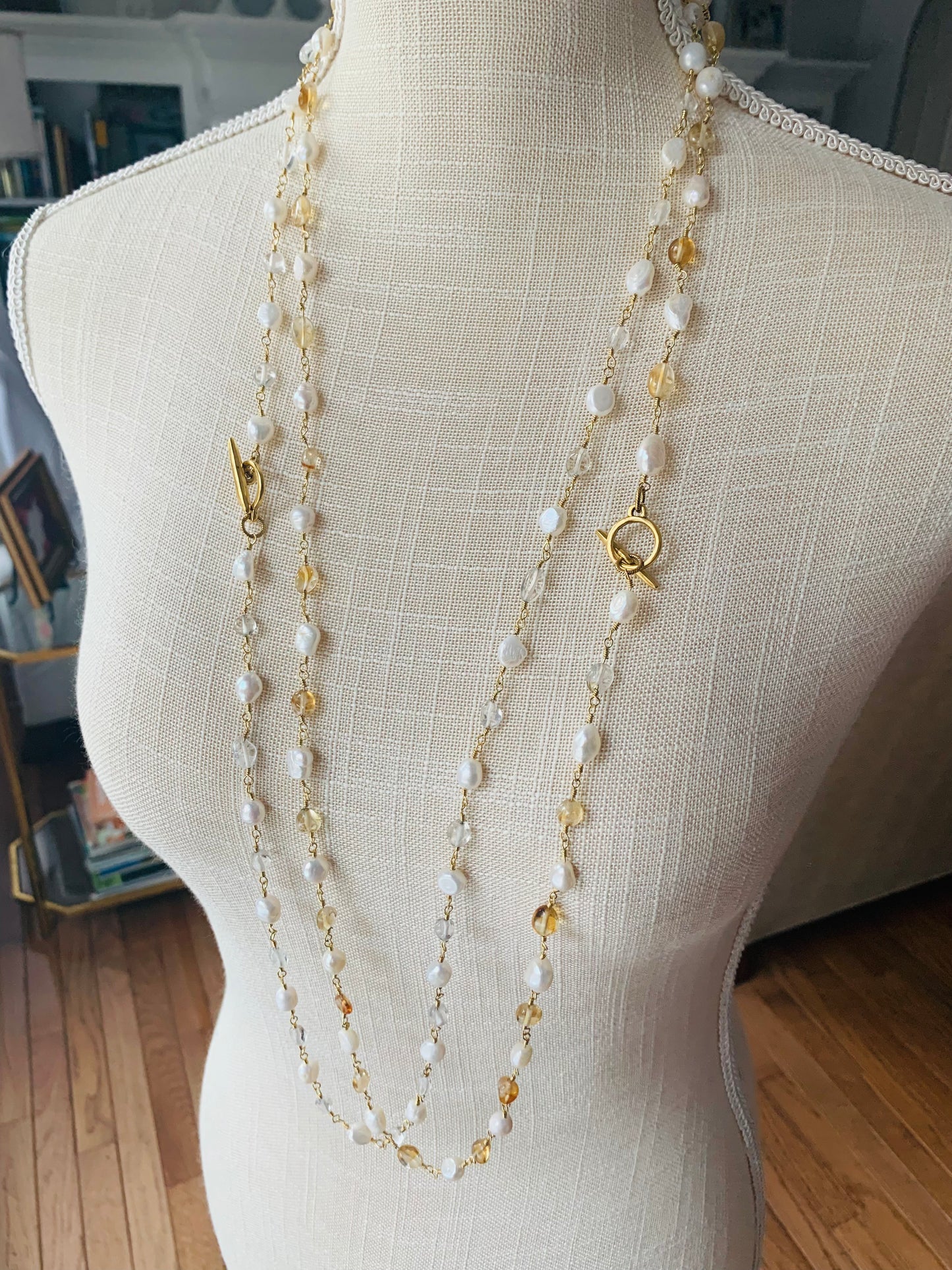 Rosary Pearl Strands-CITRINE 0R CLEAR QUARTZ